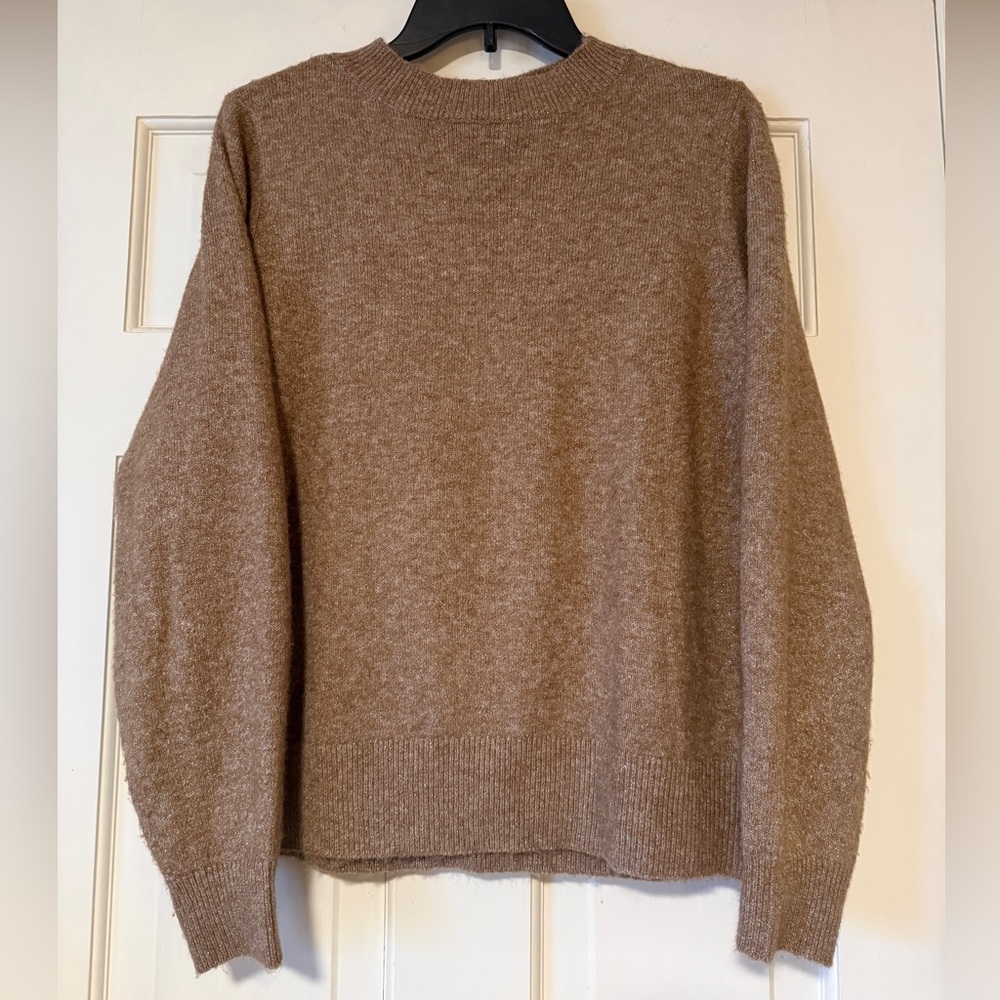 LOFT women’s Tan and silver sparkle Crewneck Sweater